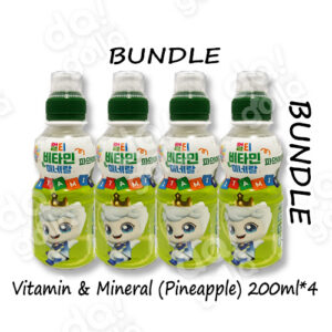 [Bundle] Woongjin TeeniePing Vitamin & Mineral (Pineapple) _ 웅진 티니핑 비타민 & 미네랄 (파인애플) – 200ml*4