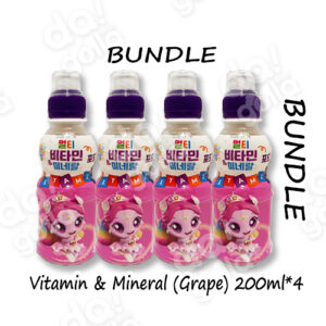 [Bundle] Woongjin TeeniePing Vitamin & Mineral (Grape) _ 웅진 티니핑 비타민 & 미네랄 (포도) – 200ml*4